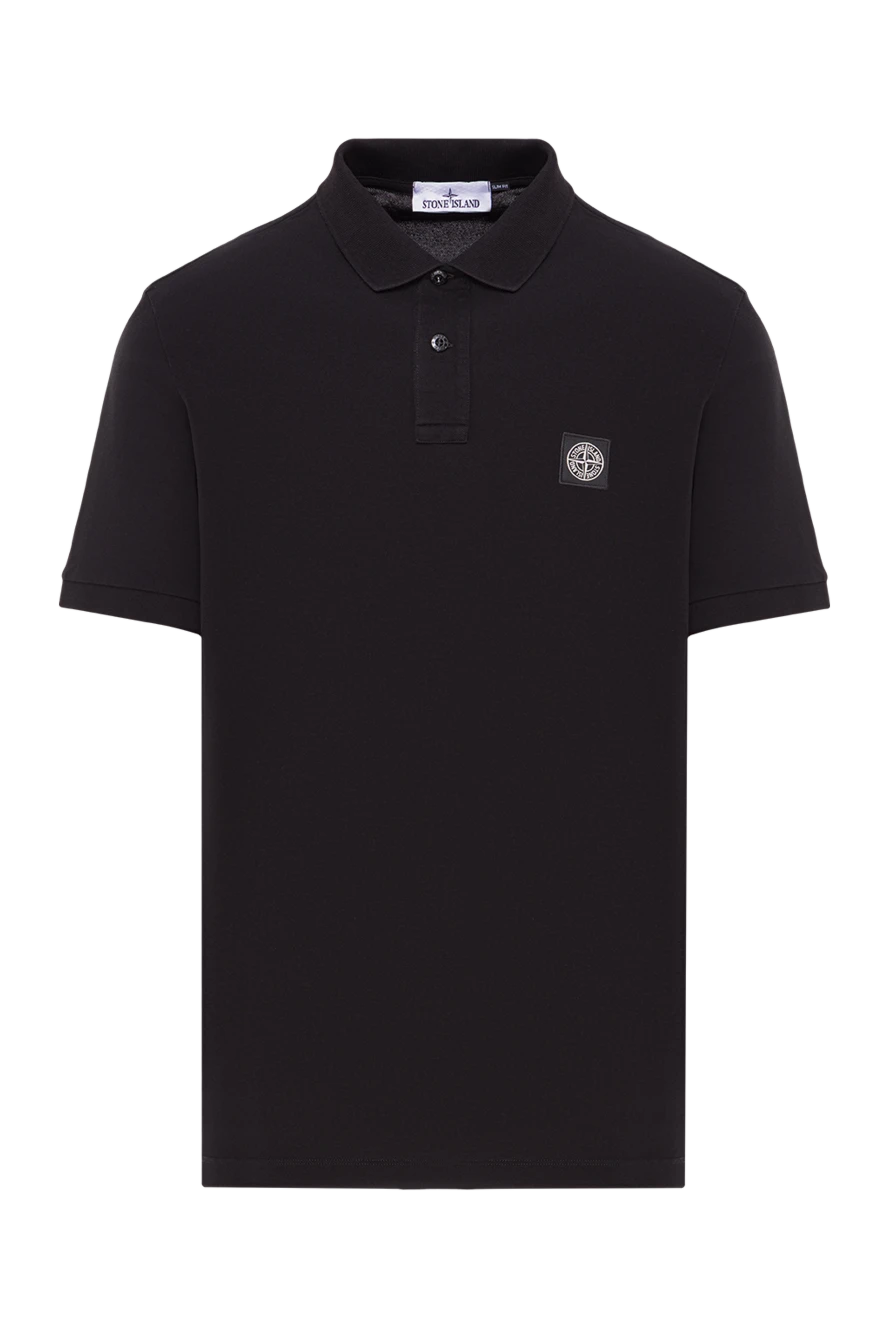 Stone Island black cotton polo shirt with compass logo patch 192922 - photo 1