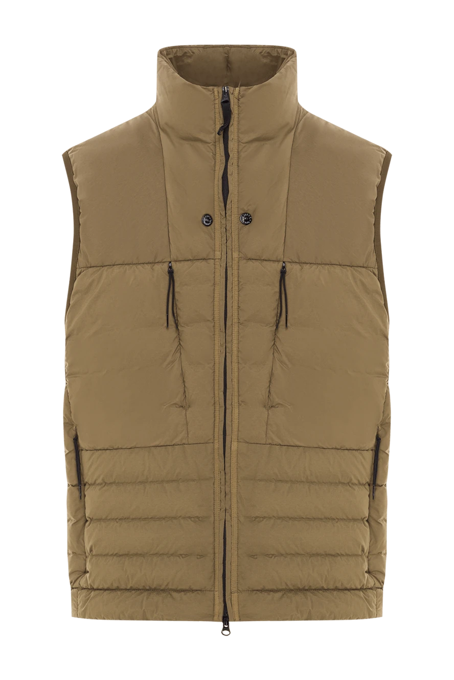 Stone Island зеленый пуховый жилет с воротником-стойкой и двусторонней молнией 192931 - фото 1