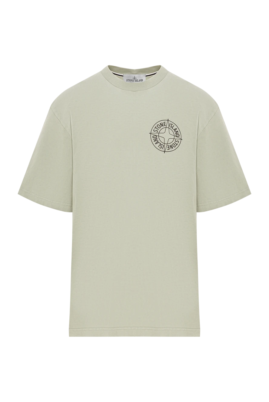 Stone Island сіро-зелена футболка стандартного крою з принтом outline compass 192940 - фото 1