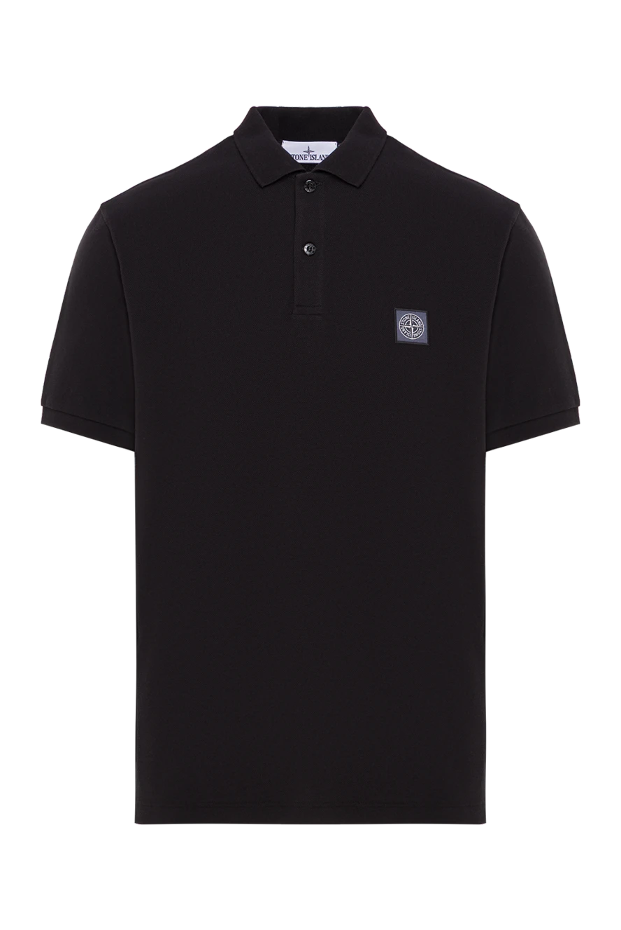 Stone Island чорне поло з короткими рукавами з органічної бавовни піке 192943 - фото 1