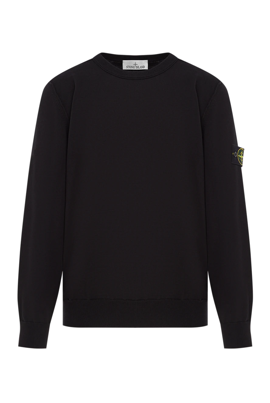 Stone Island в'язаний чорний светр з круглим вирізом з м'якої органічної бавовни 192948 - фото 1