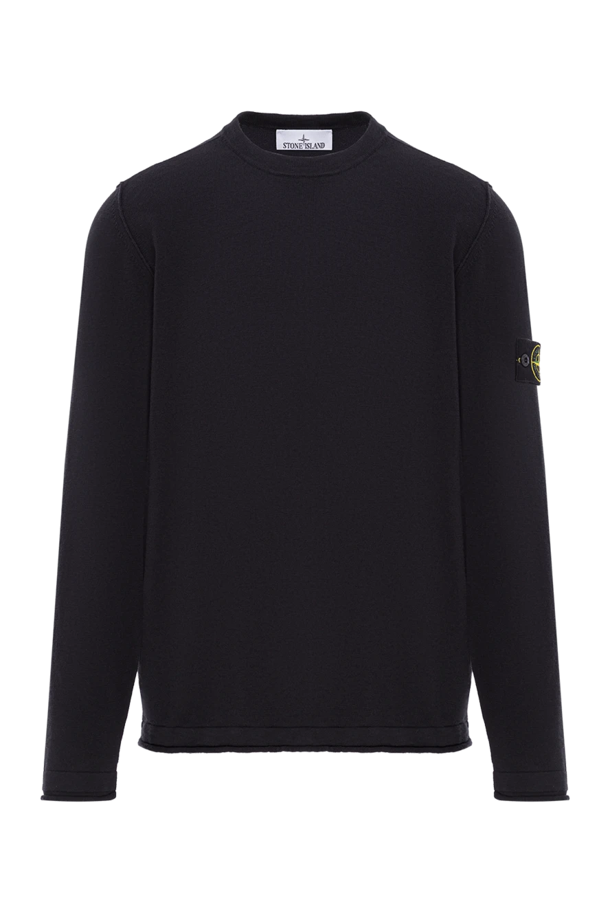 Stone Island в'язаний чорний светр з круглим вирізом з органічної бавовни та нейлону 192950 - фото 1