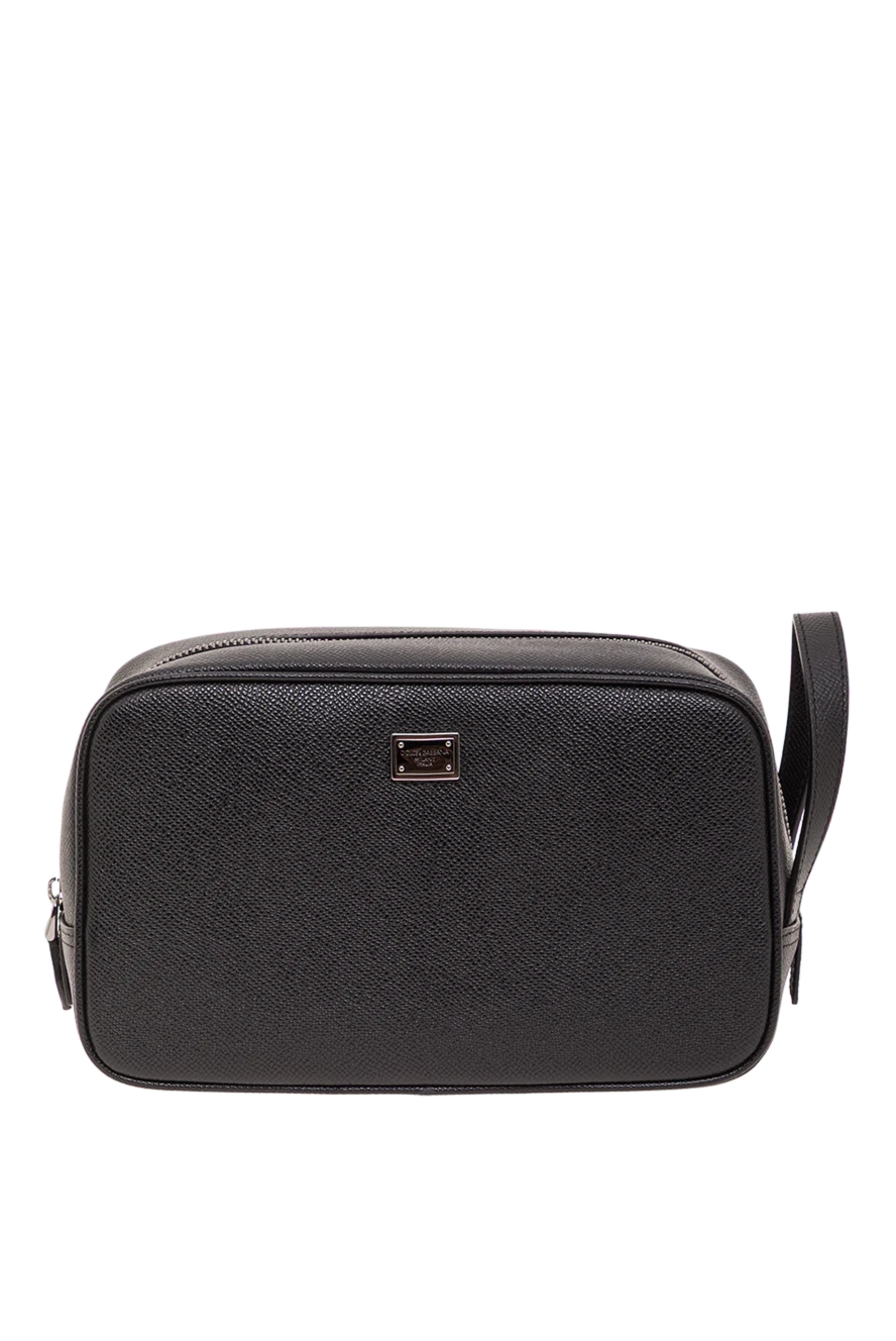 Dolce & Gabbana black sicily calfskin wash bag with alpina embossing 192961 - photo 1