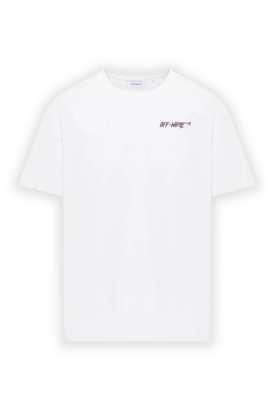 Off-White мужская белая футболка с небольшим графичным логотипом бренда 192977 - фото 1