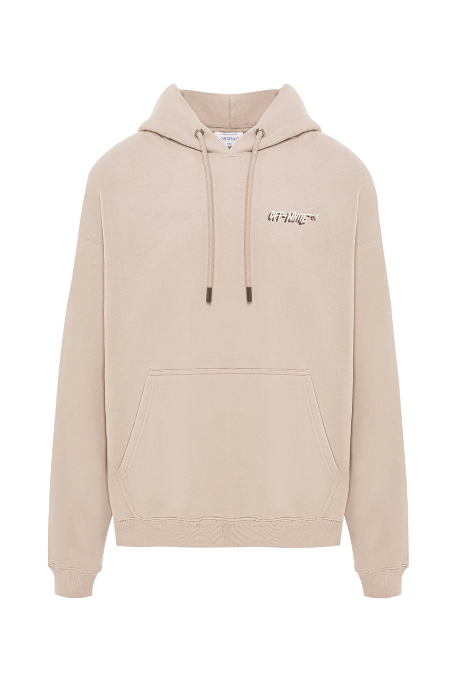 Off-White бежевое худи свободного кроя с карманом-кенгуру 192991 - фото 1