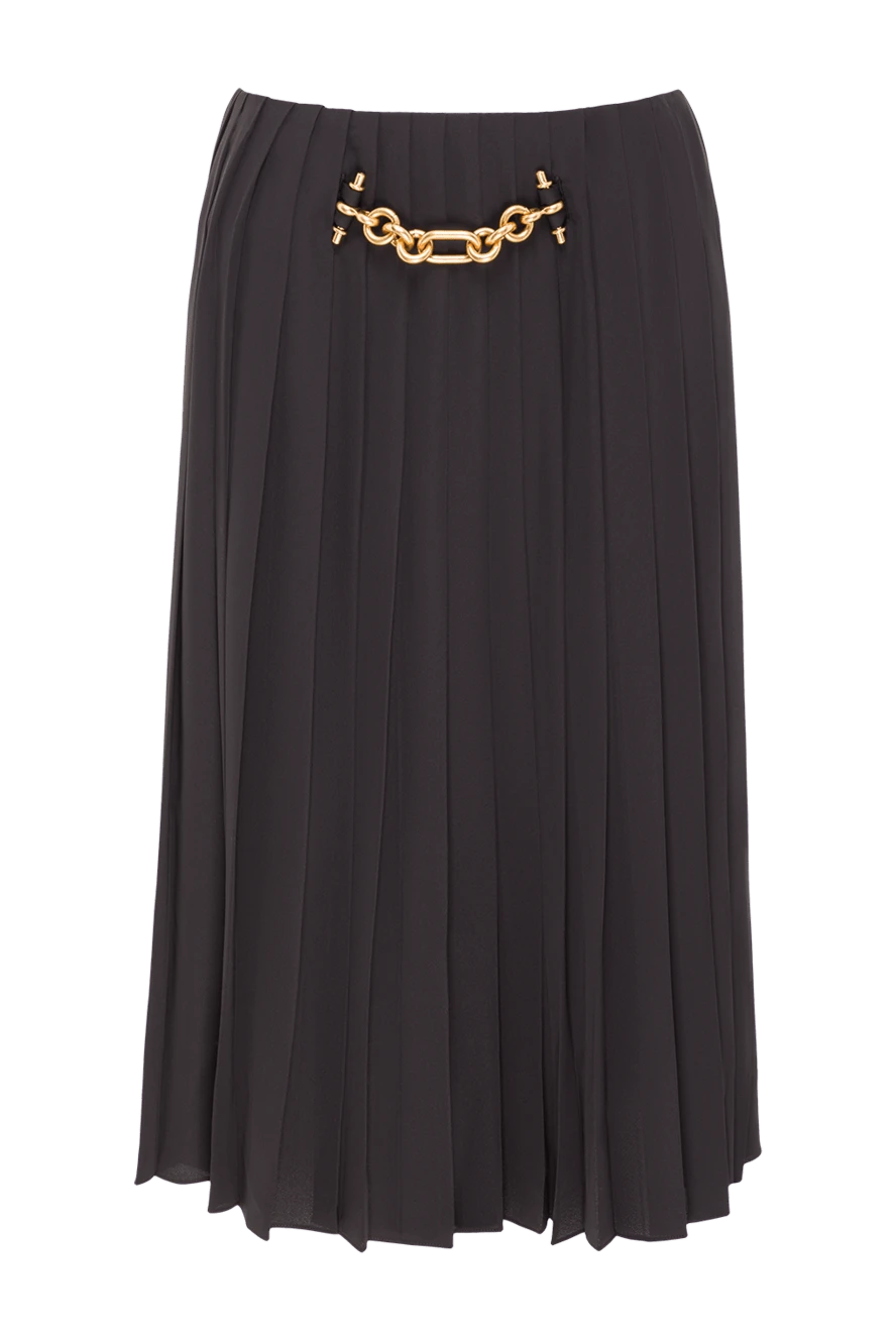 Balmain плиссированная юбка миди черного цвета с декоративной золотистой цепочкой 193004 - фото 1