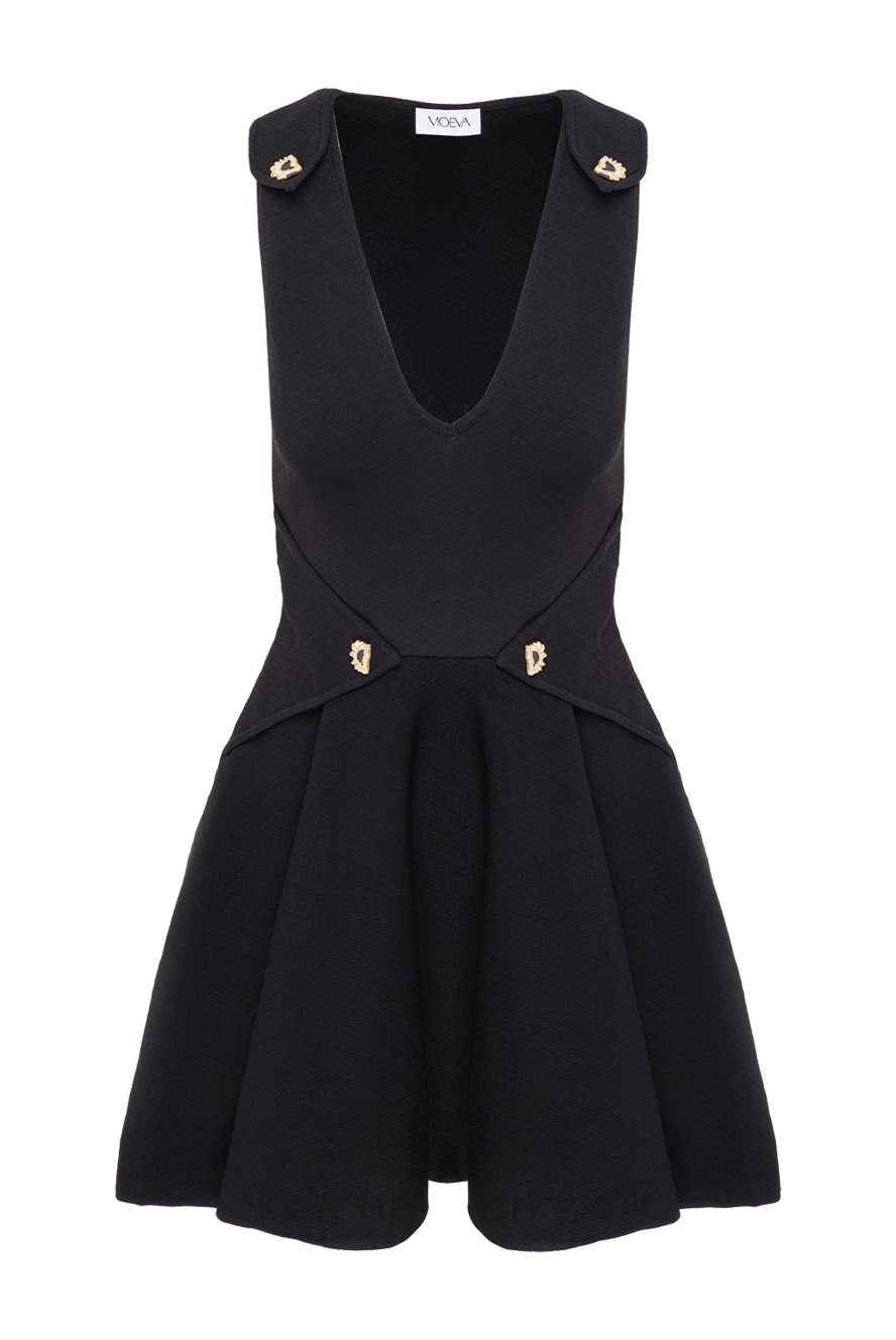 Moeva meditara black knit mini dress with a flared skirt and gold buttons 193032 - photo 1