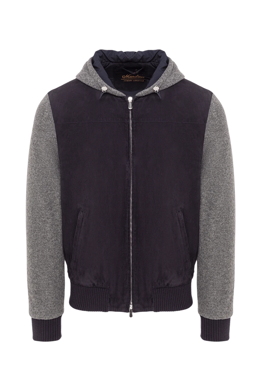 Enrico Mandelli комбинированная мужская куртка-бомбер с контрастными рукавами и капюшоном 193186 - фото 1