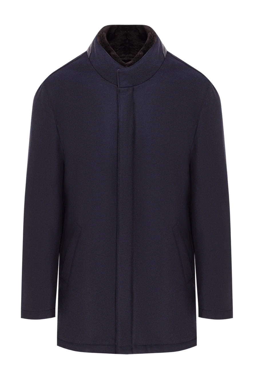 Enrico Mandelli чоловіча утеплена куртка з коміром оздобленим хутром 193188 - фото 1