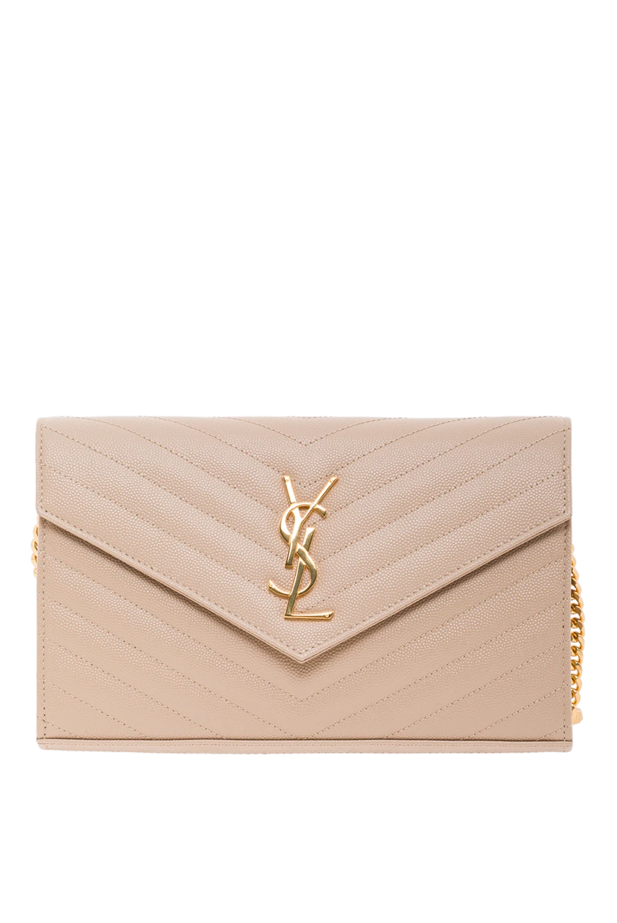 Saint Laurent cумка-кошелек на цепочке cassandre бежевого цвета 193262 - фото 1