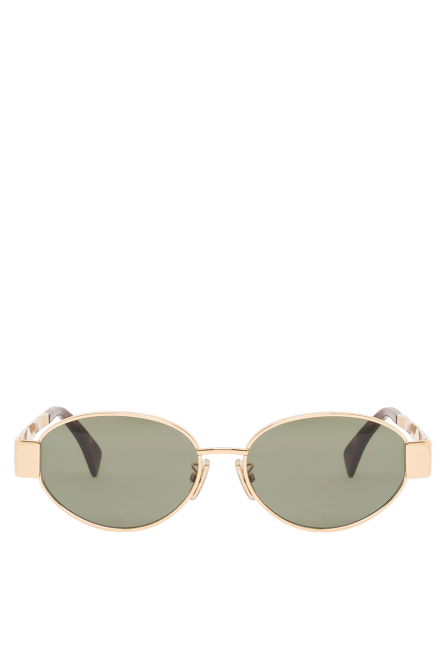 Celine женские солнцезащитные очки в золотистой металлической оправе с овальными линзами 193320 - фото 1