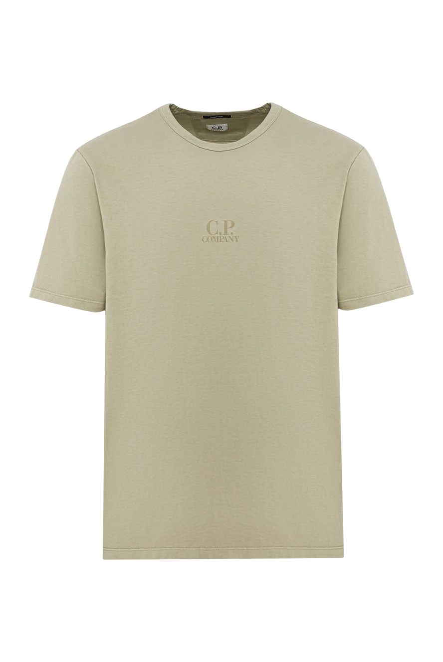 C.P.Company чоловіча світло-зелена футболка з логотипом на грудях зі 100% бавовни 193364 - фото 1