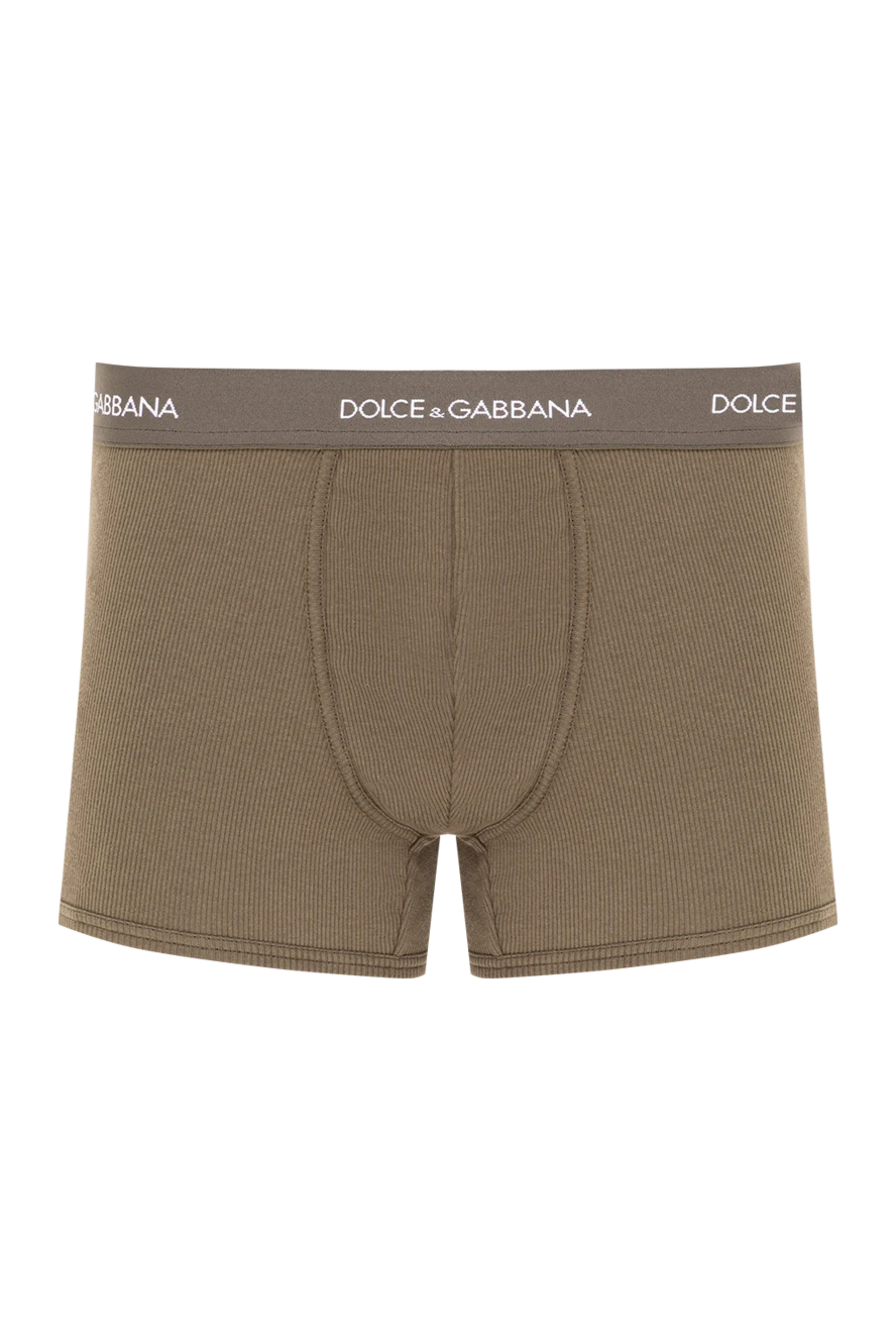 Dolce & Gabbana чоловічі боксери кольору хакі з м'якої еластичної бавовни у рубчик 193390 - фото 1