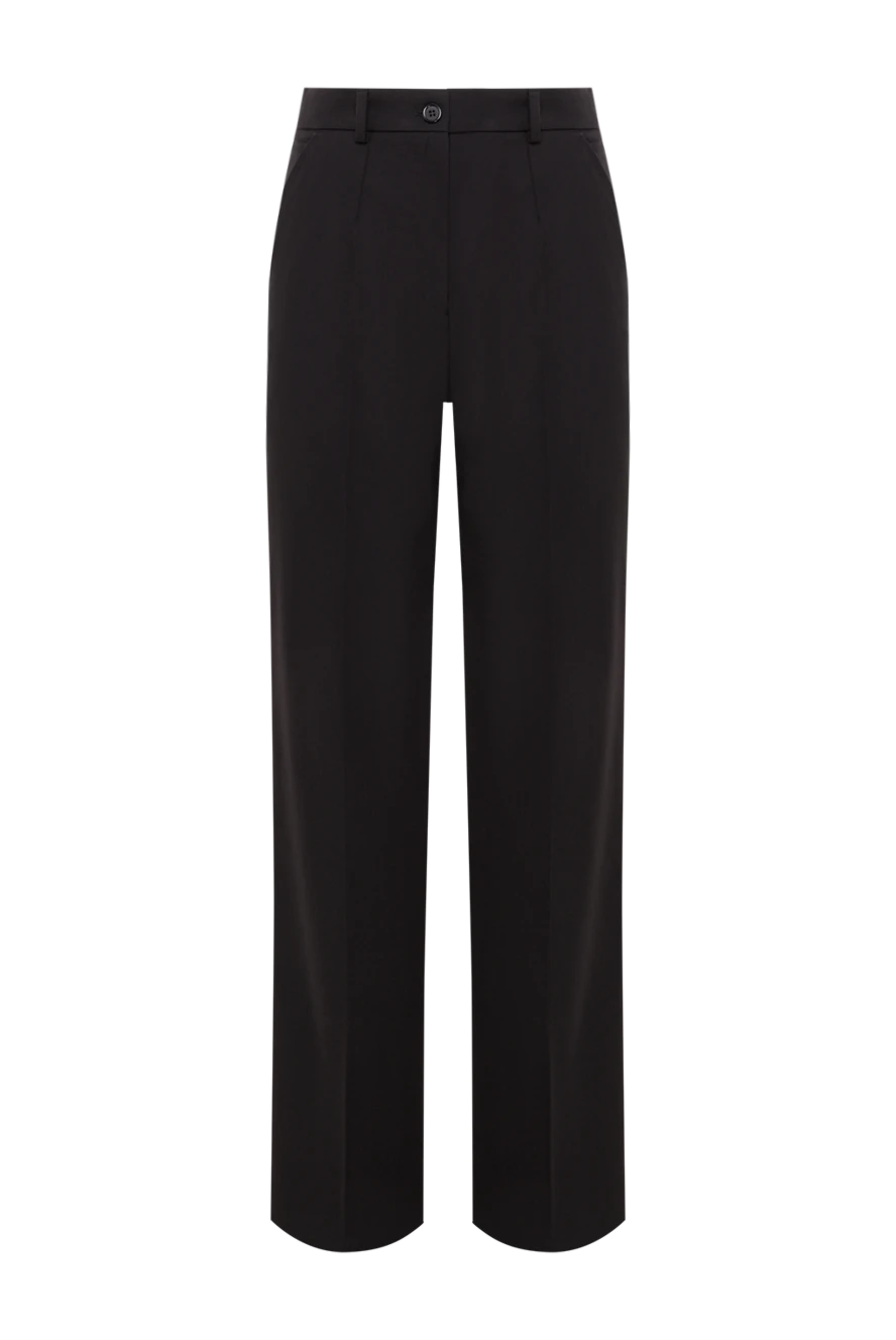 Dolce & Gabbana штани жіночі із вовняного габардину чорного кольору 193410 - фото 1