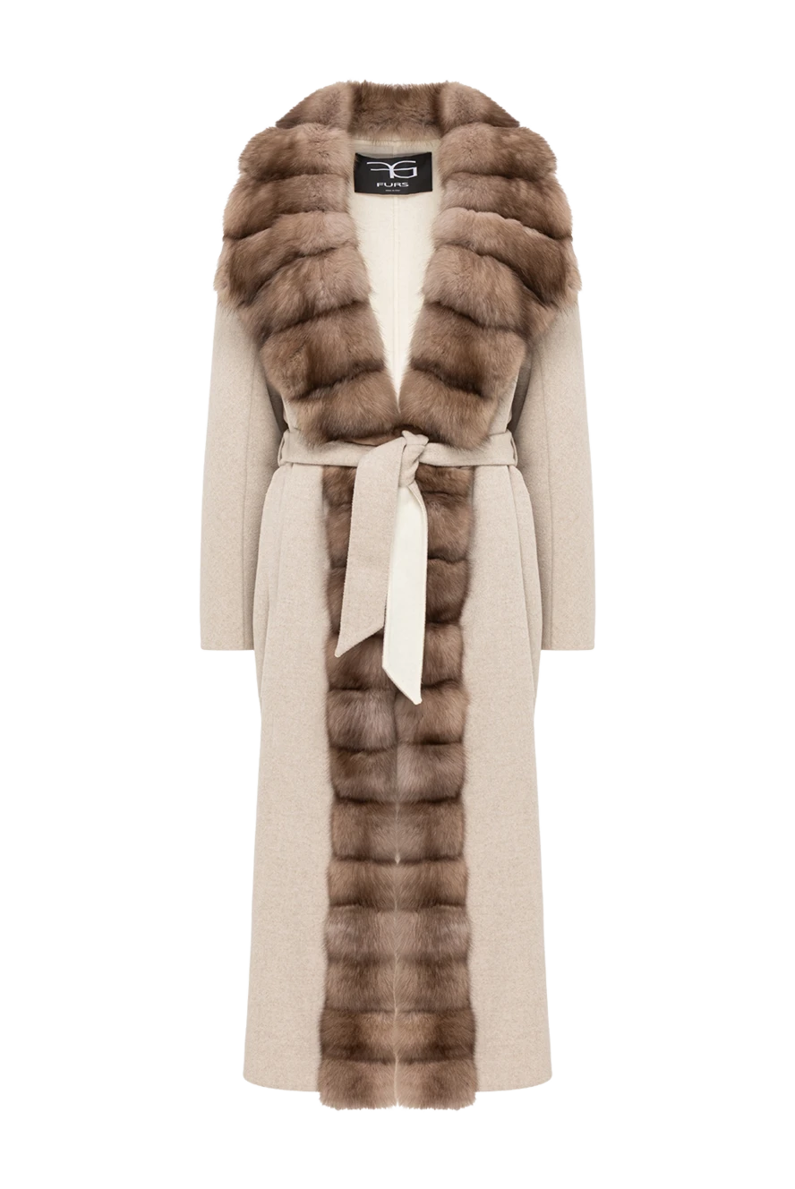 FG Furs женское пальто премиум-класса из кашемира с воротником из меха соболя 193454 - фото 1