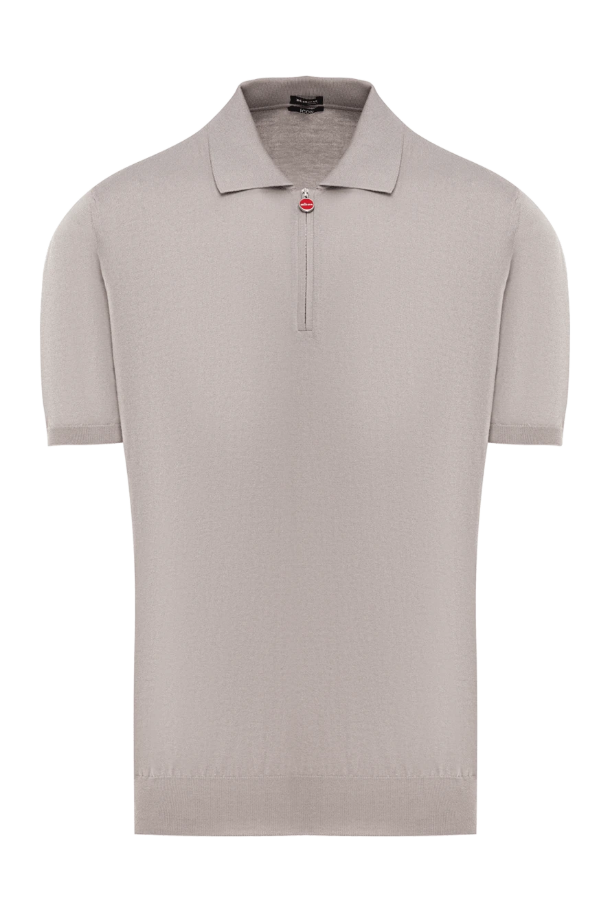 Kiton чоловіче трикотажне поло у світло-сірому кольорі на блискавці 193536 - фото 1