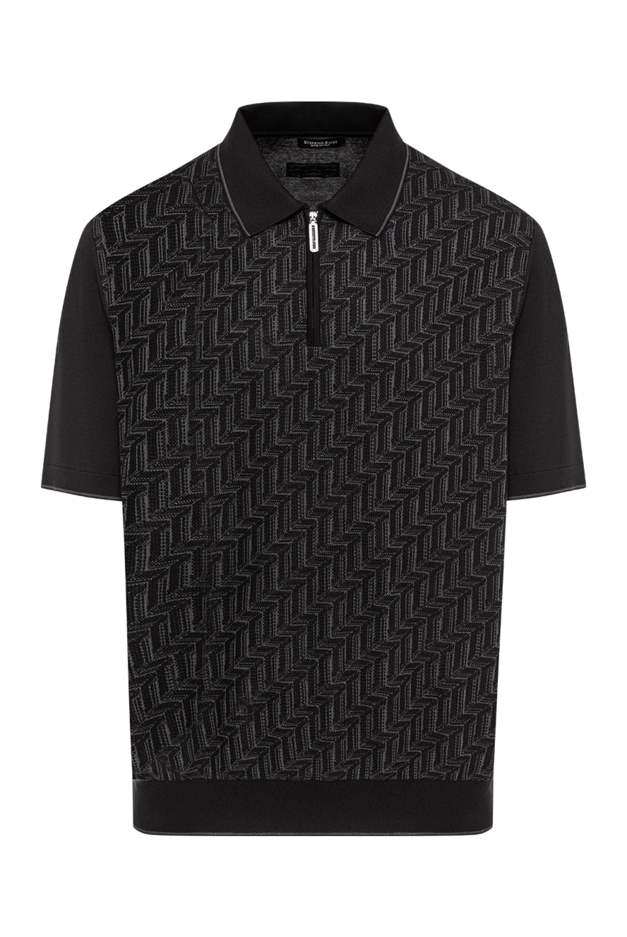 Stefano Ricci black and grey knit polo shirt with a contrasting woven pattern 193583 - photo 1