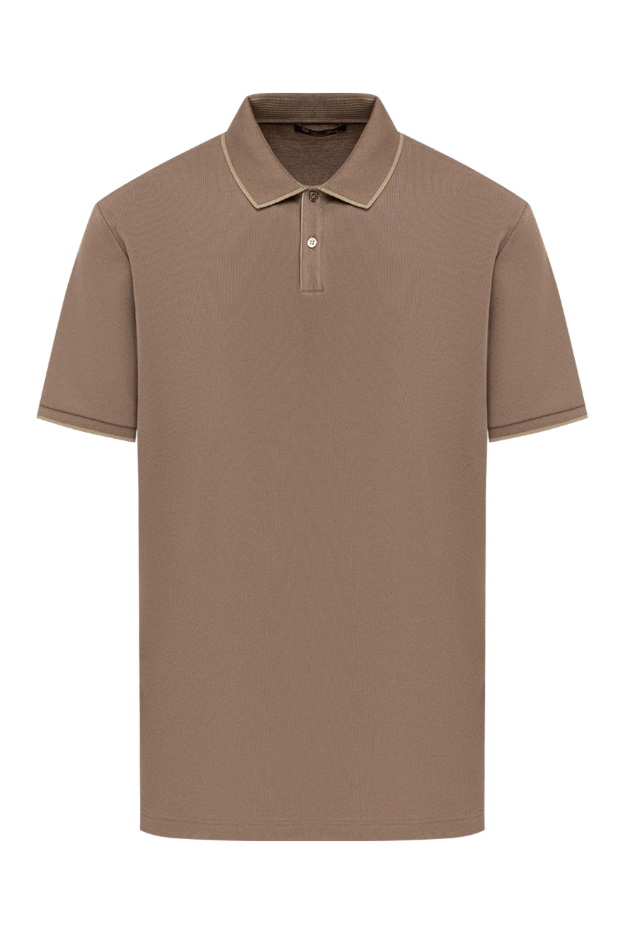 Loro Piana поло brentwood зеленое из эластичного хлопкового пике с двухцветной отделкой 193628 - фото 1