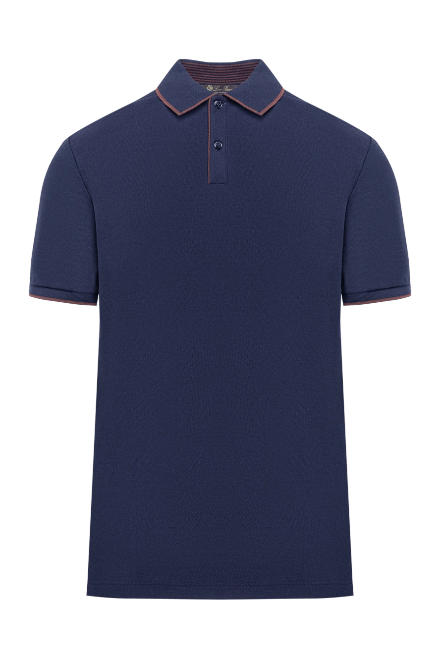 Loro Piana поло из эластичного хлопкового пике brentwood синего цвета 193629 - фото 1