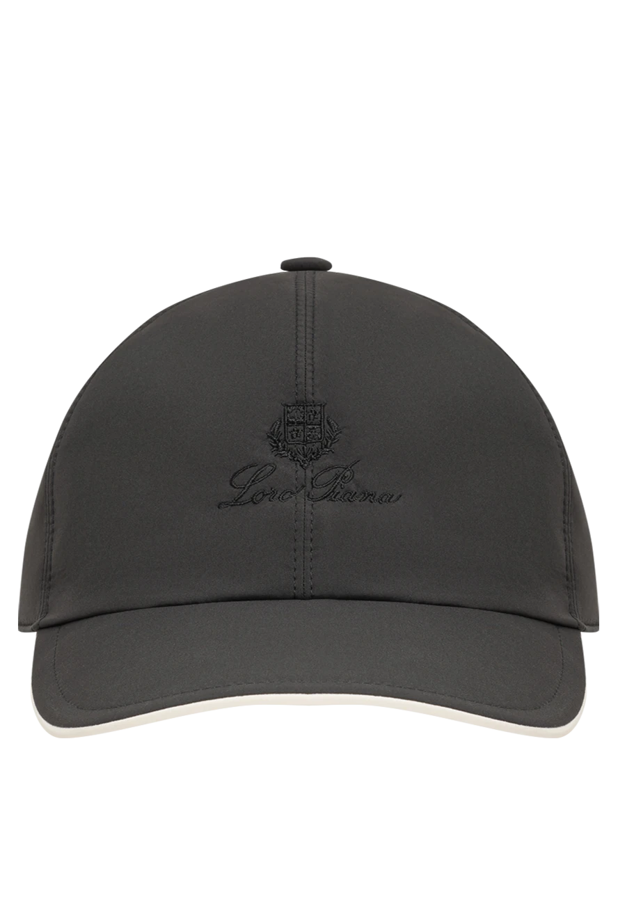 Loro Piana темно-серая бейсболка из микрофибры с вышитым логотипом-гербом 193630 - фото 1