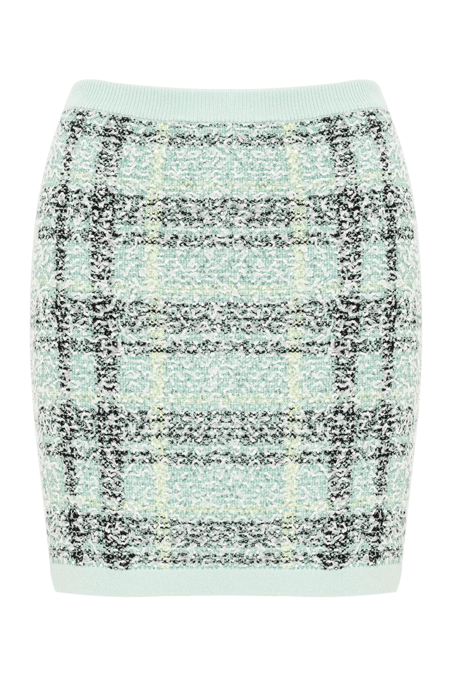 Balmain юбка мини из трикотажа с узором клетка в стиле твида 193730 - фото 1