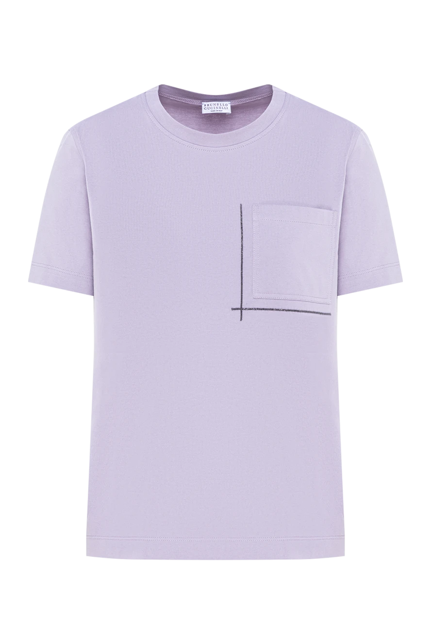 Brunello Cucinelli women's t-shirt in a delicate lavender color with a chest pocket 193771 - photo 1