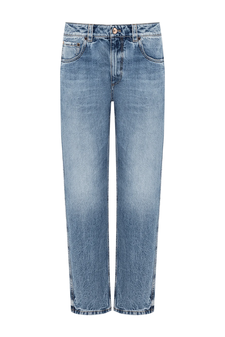 Brunello Cucinelli женские синие джинсы прямого кроя с эффектом потертости 193804 - фото 1