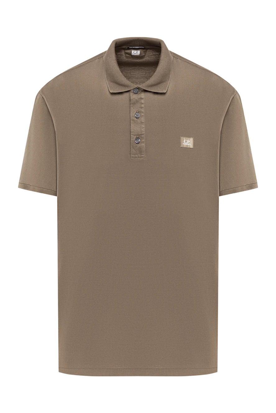 C.P. Company мужское коричневое поло из хлопка с логотипом бренда 193857 - фото 1