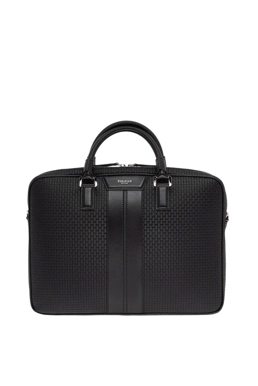 Serapian slim black stepan briefcase with calfskin inserts 193892 - photo 1