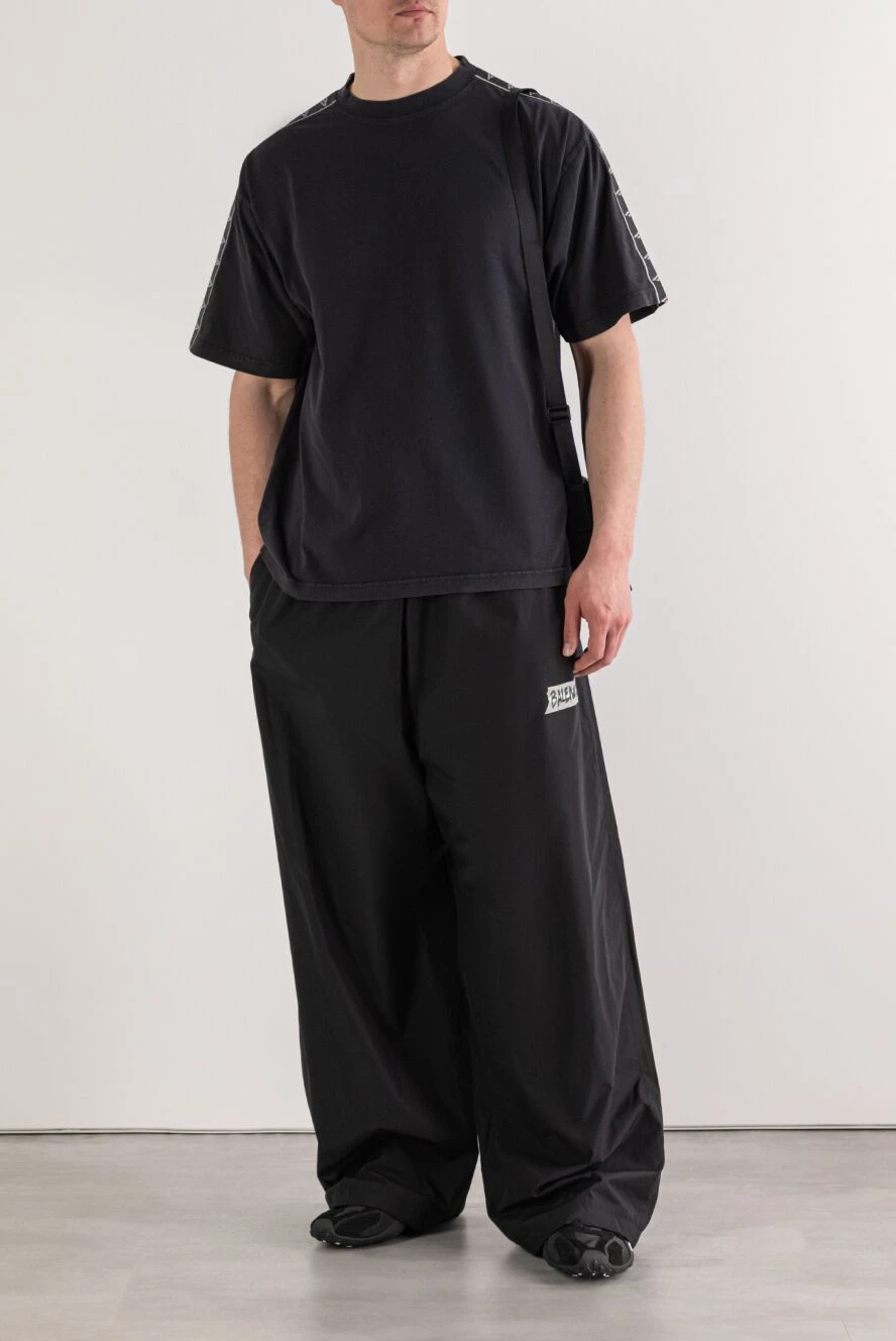 Balenciaga black men's oversized t-shirt with branded stripes on the shoulders 193934 - photo 1