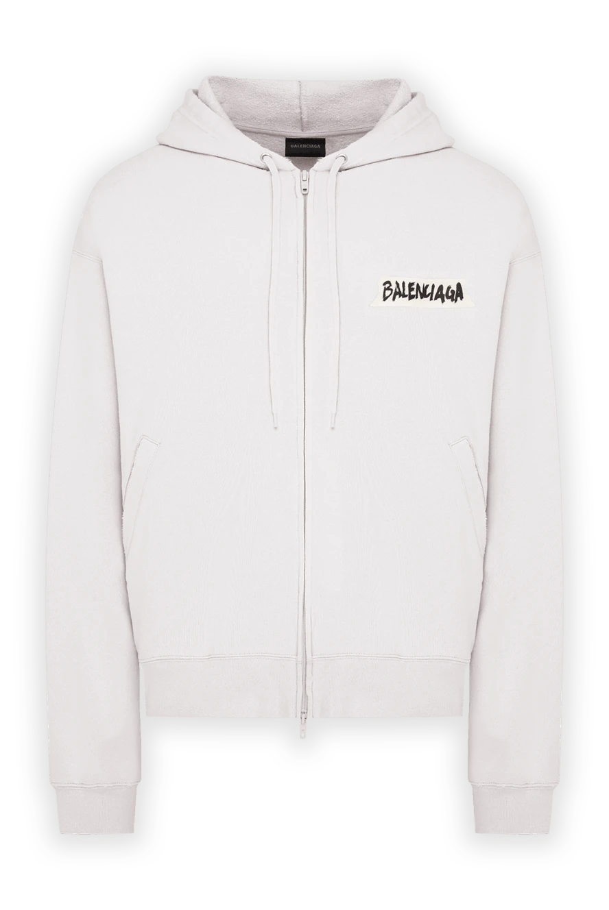 Balenciaga серое зип-худи оверсайз в винтажном оттенке dirty white 193939 - фото 1
