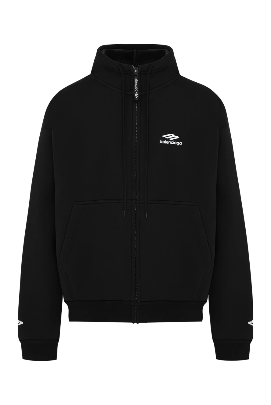 Balenciaga men's black zip-up hoodie with signature oversized silhouette in cotton 193941 - photo 1