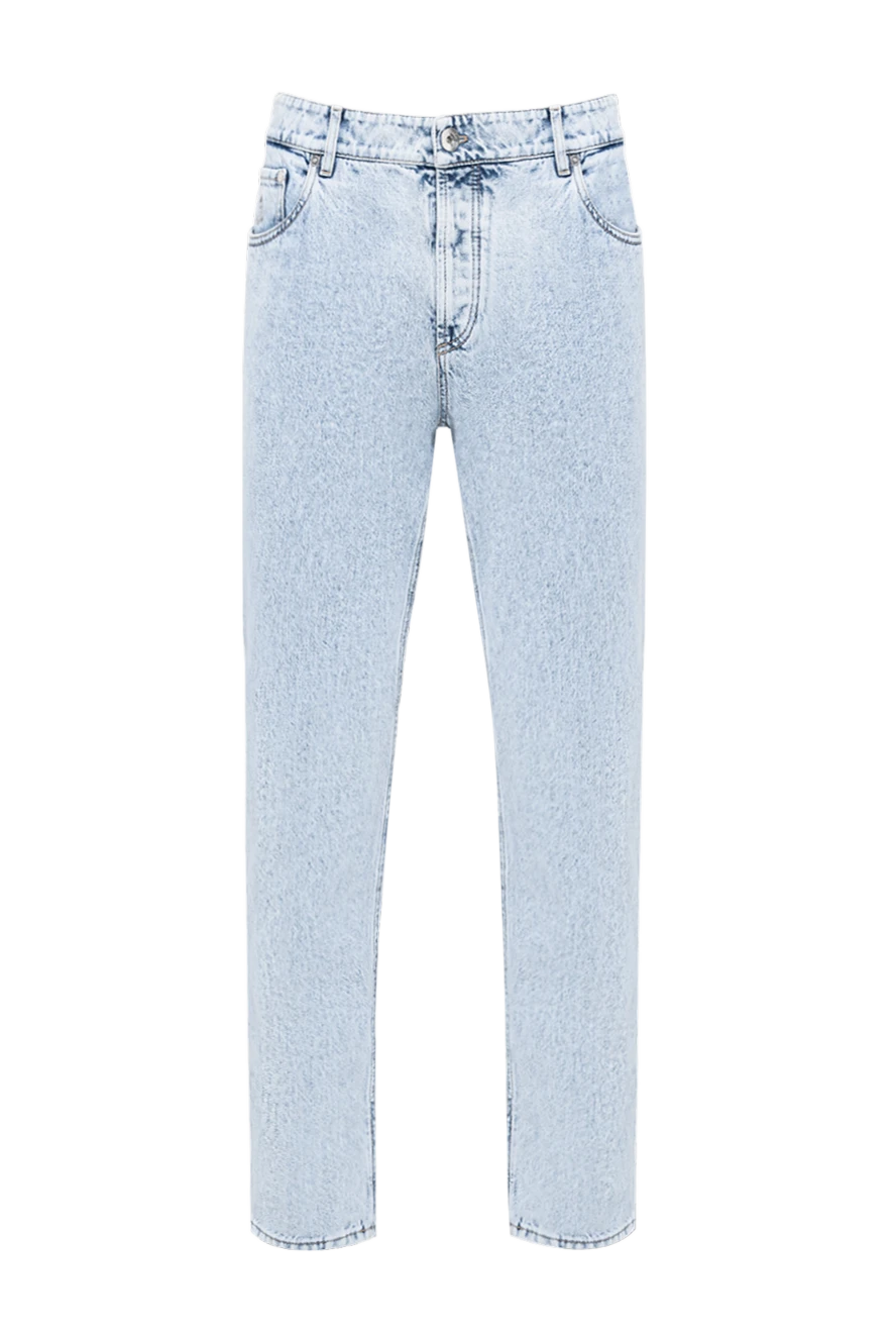 Brunello Cucinelli мужские прямые светло-голубые джинсы с эффектом stone washed 193961 - фото 1