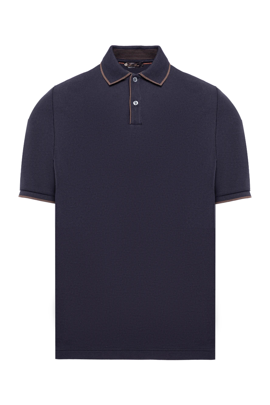 Loro Piana синее поло brentwood из эластичного хлопкового пике с двухцветной отделкой 194035 - фото 1