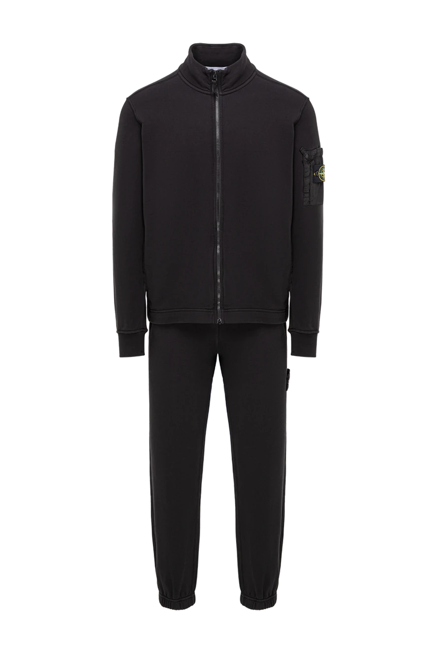 Stone Island спортивний костюм з бавовняного флісу з накладною кишенею чорного кольору 194037 - фото 1