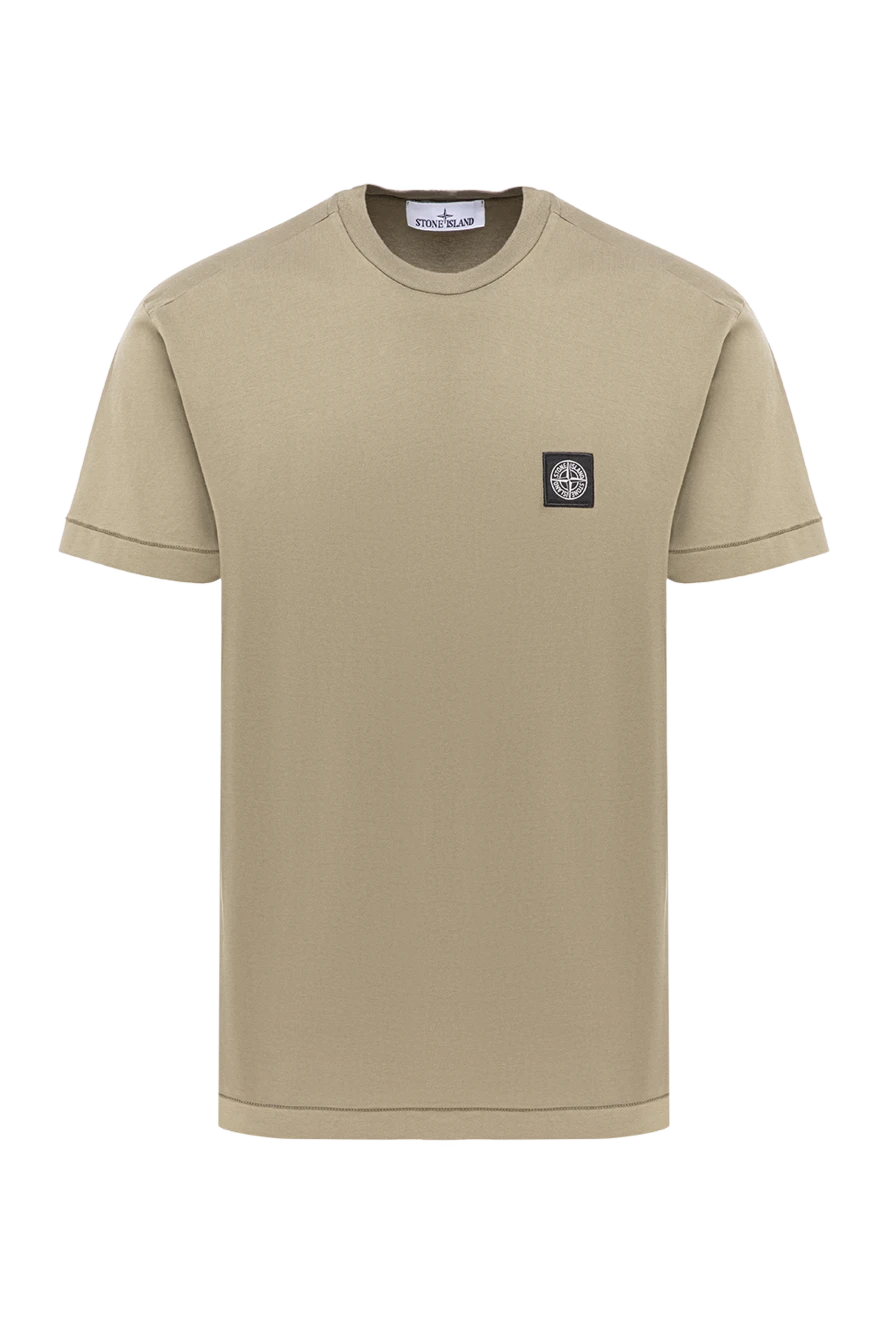 Stone Island мужская футболка в песочном цвете из высококачественного хлопкового джерси 194045 - фото 1