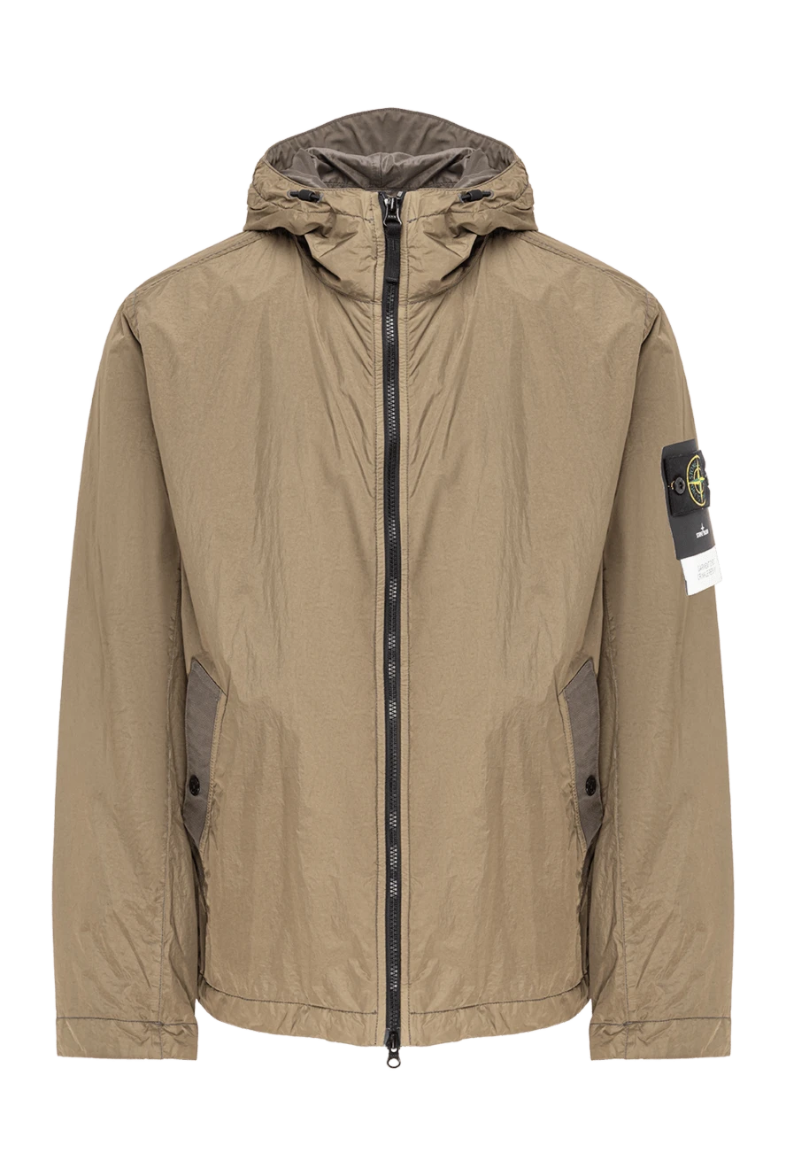 Stone Island зеленая куртка с капюшоном из легкого нейлона с мятой текстурой 194047 - фото 1