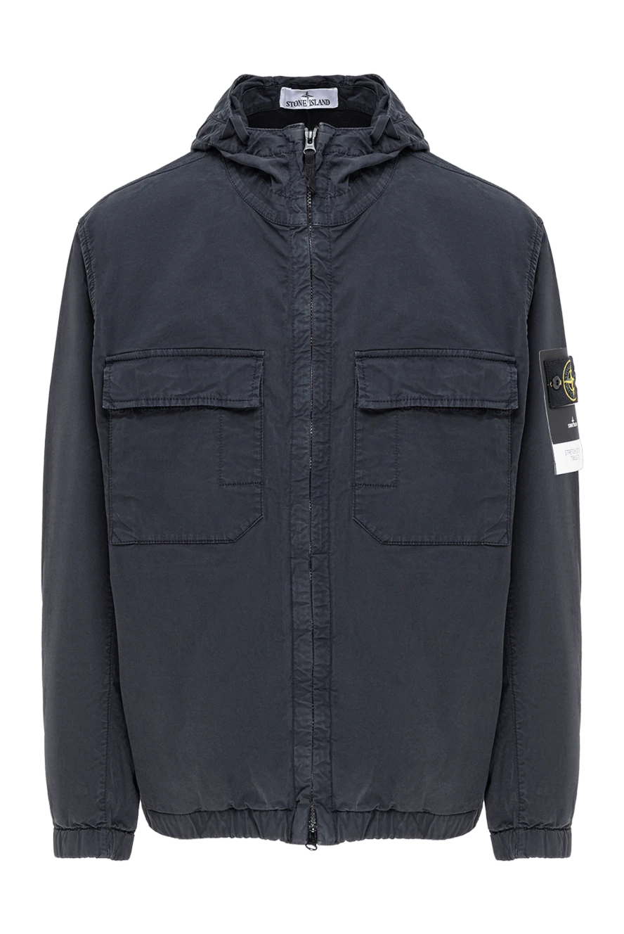 Stone Island куртка с капюшоном из органического хлопкового твила синего цвета 194053 - фото 1