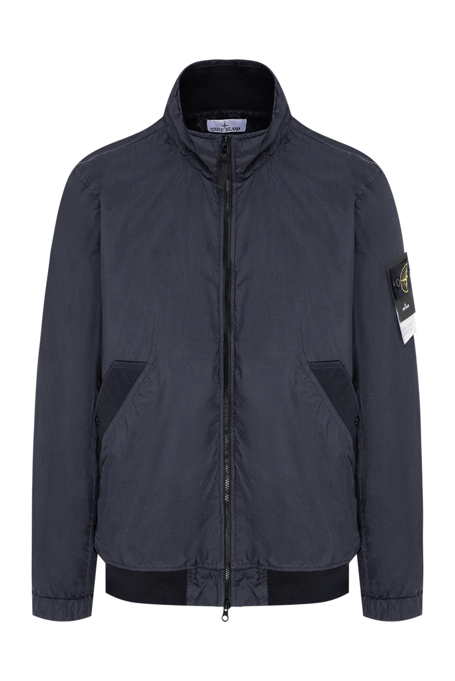 Stone Island легкая синяя куртка-бомбер со знаковым съемным патчем 194054 - фото 1