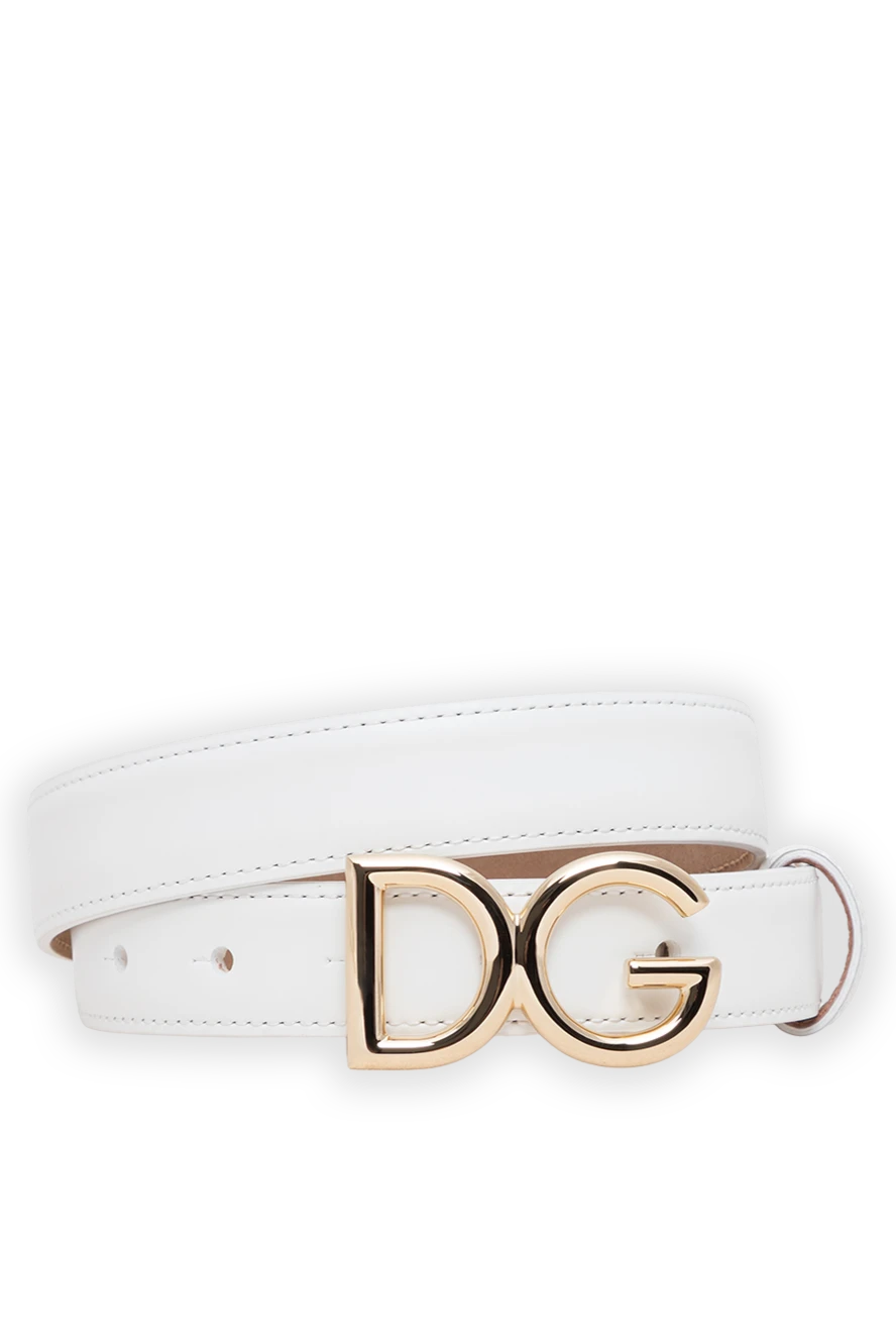 Dolce & Gabbana ремень из гладкой белой телячьей кожи с логотипом dg 194104 - фото 1