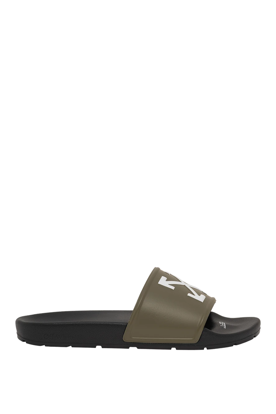 Off-White чоловічі гумові шльопанці arrow slider зеленого кольору 194263 - фото 1