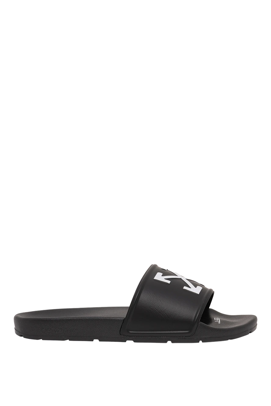 Off-White мужские резиновые шлепанцы arrow slider черного цвета 194264 - фото 1