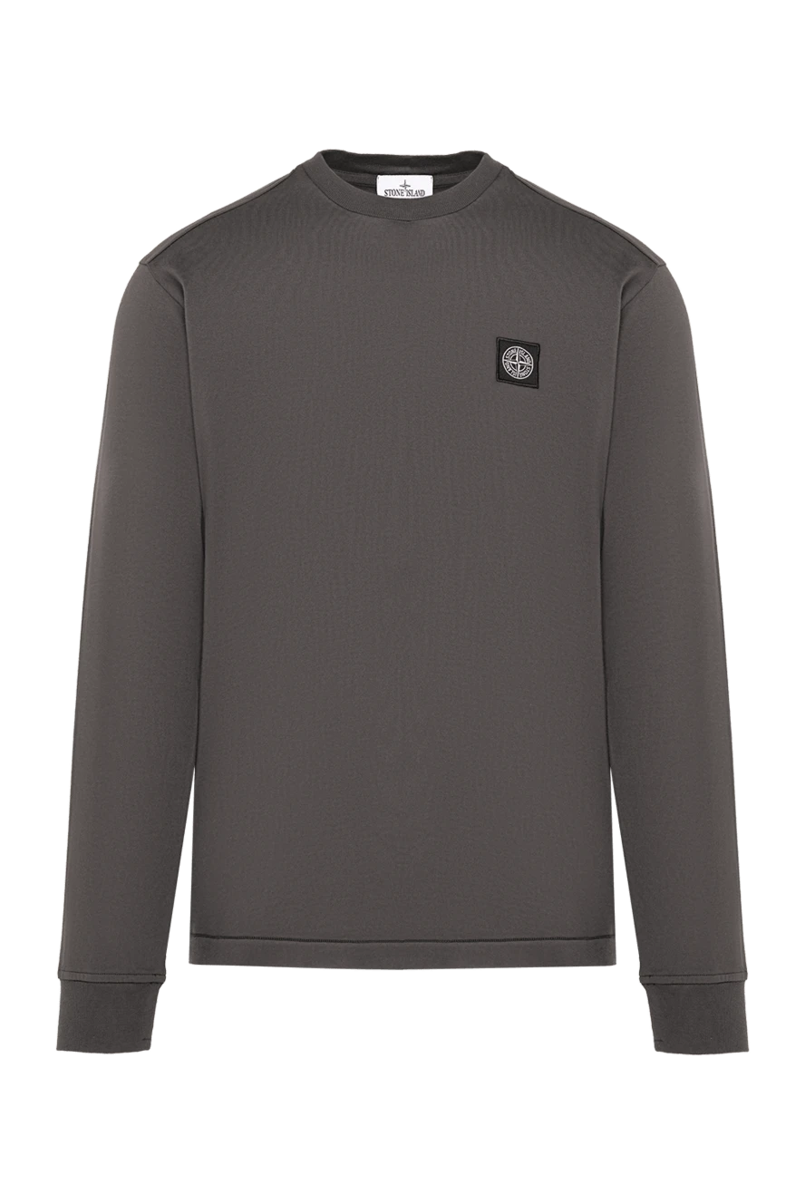 Stone Island темно-сірий лонгслів із мініатюрним нашивним патчем 194271 - фото 1