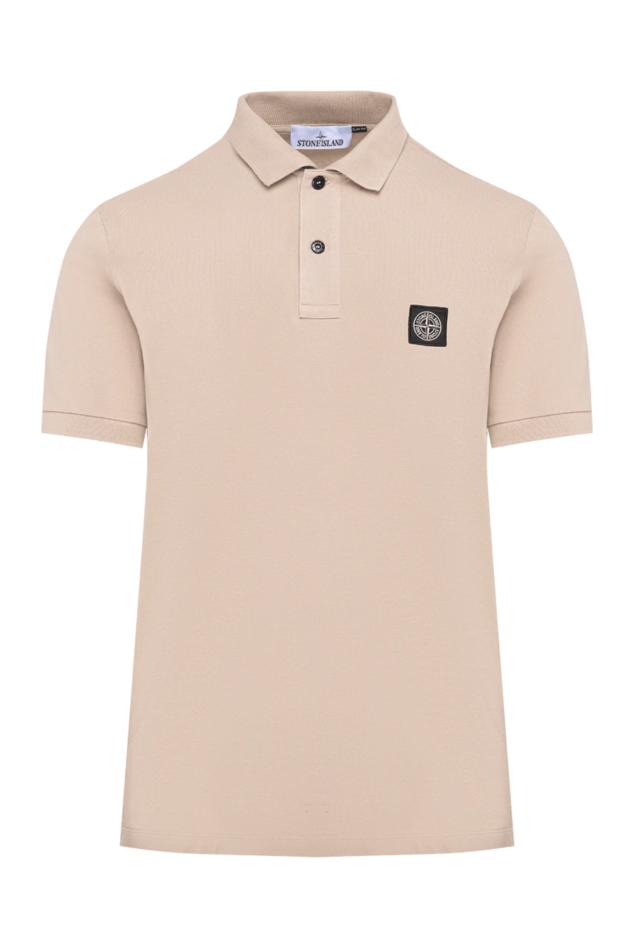 Stone Island fitted beige short-sleeve polo shirt with compass patch 194272 - photo 1