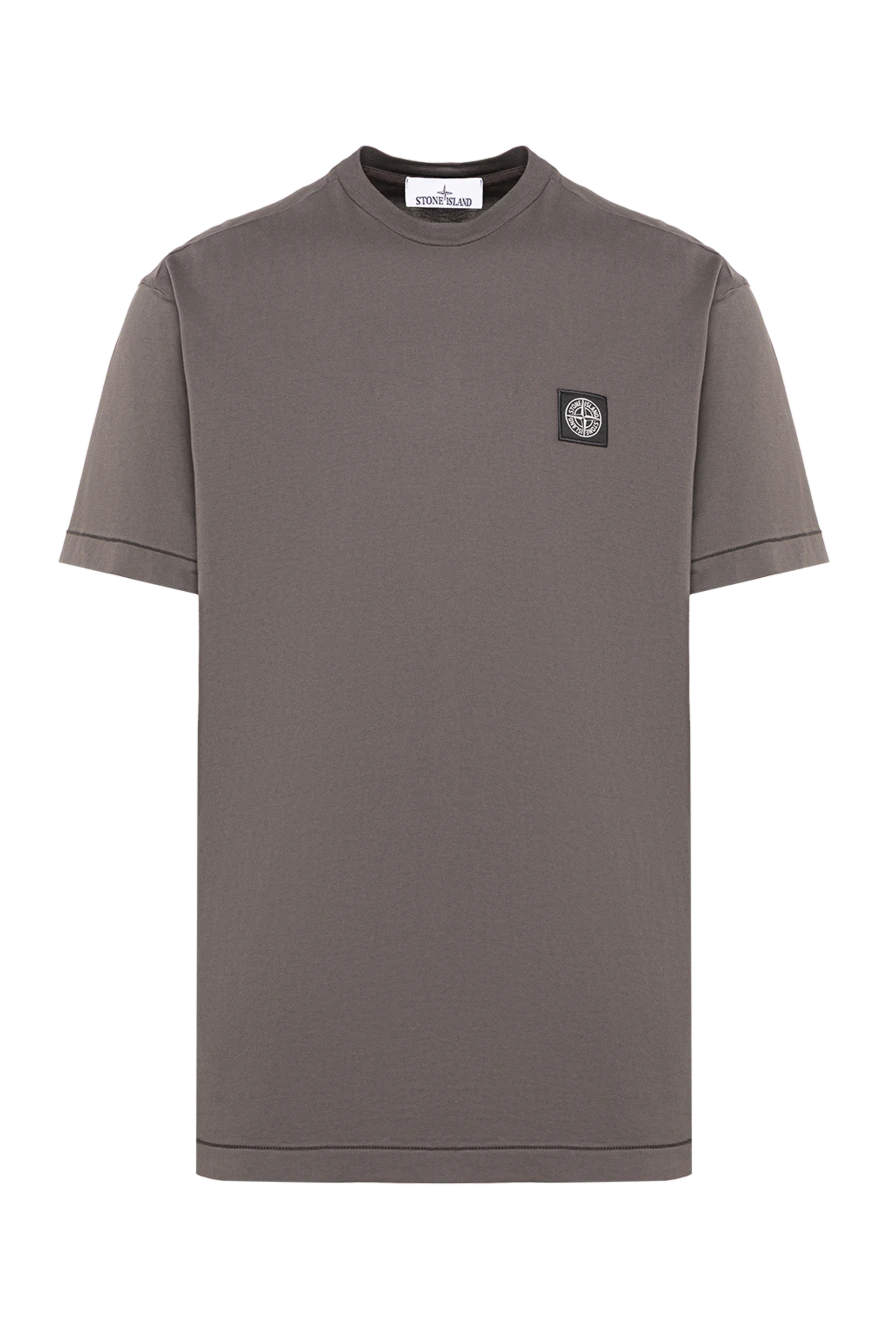 Stone Island темно-серая футболка с круглым контрастным патчем 194274 - фото 1