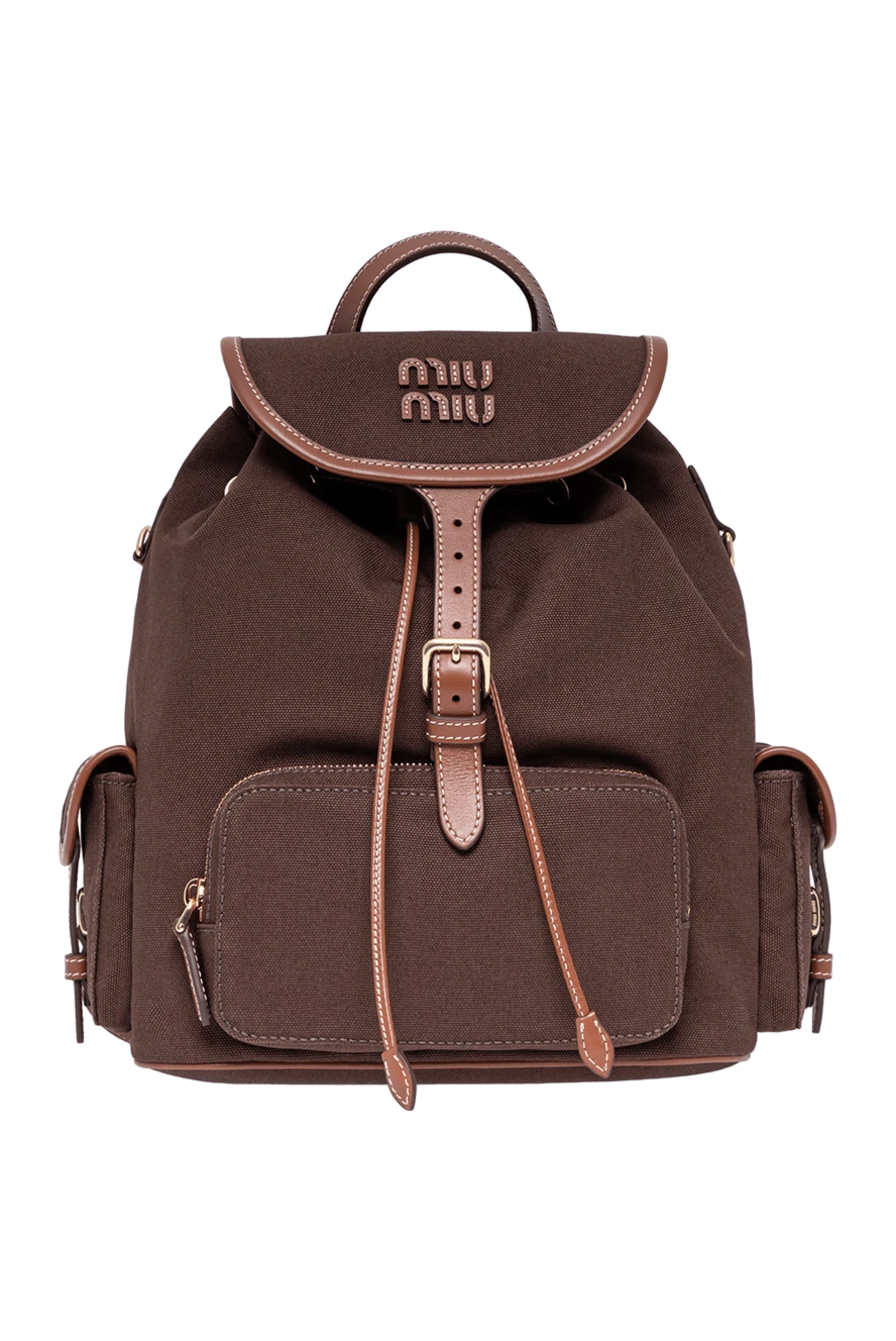 Miu Miu brown canvas and leather backpack with pockets 194286 - photo 1