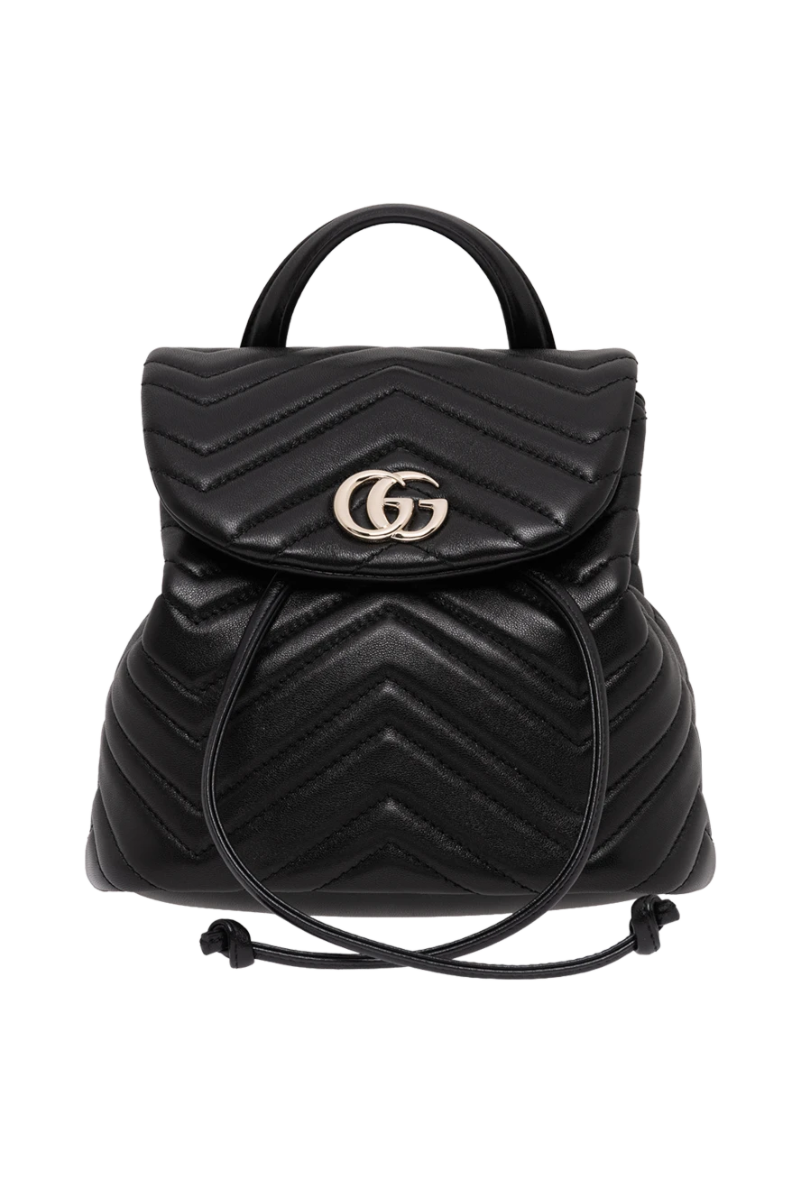 Gucci черный женский рюкзак из черной стеганой кожи наппа с шевронным узором 194292 - фото 1