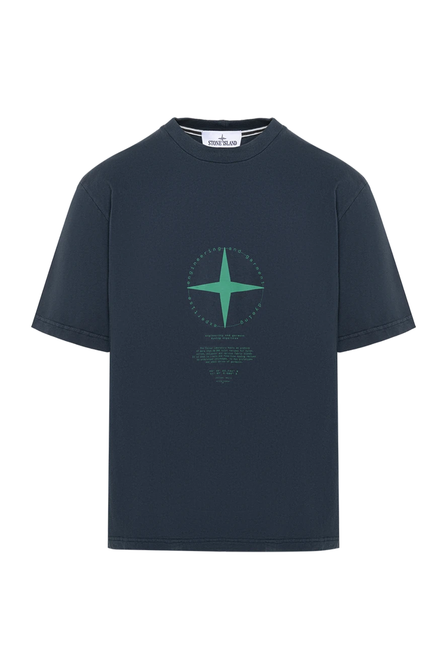 Stone Island темно-синя футболка з фірмовою графічною емблемою 194297 - фото 1