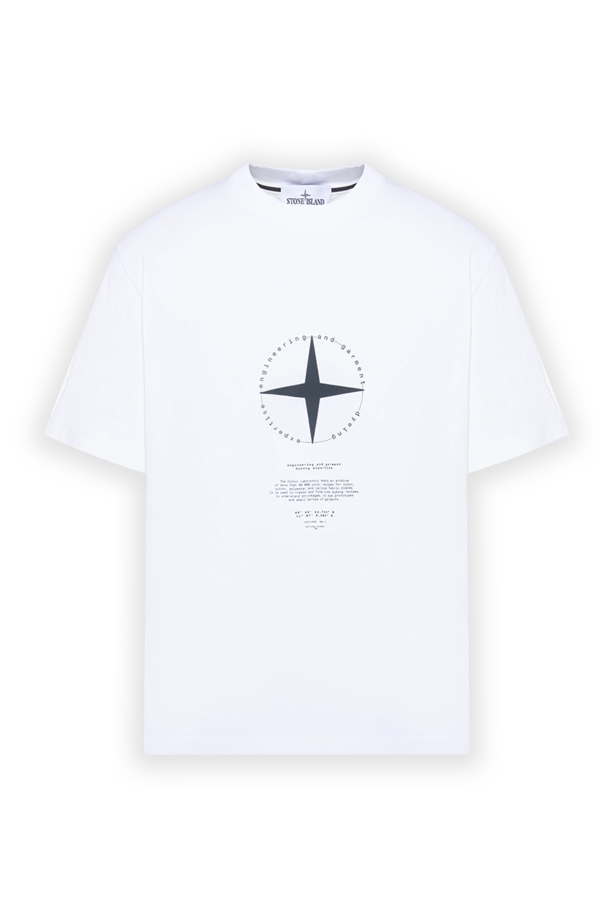Stone Island біла футболка з фірмовою графічною емблемою 194303 - фото 1