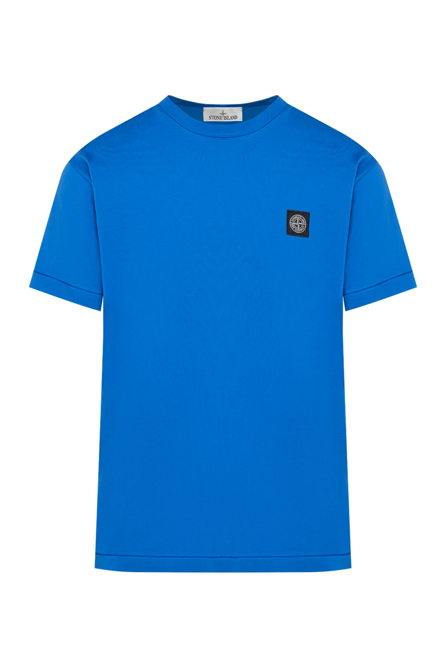 Stone Island синя футболка з нашивкою compass з бавовняного трикотажу 194305 - фото 1